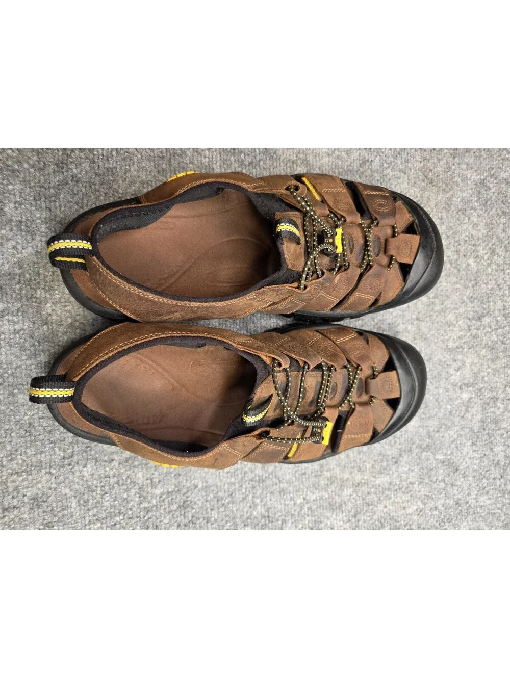 KEEN Newport Men's 13 Leather Hiking Sandals Bison Brown Closed Toe Trail EUC